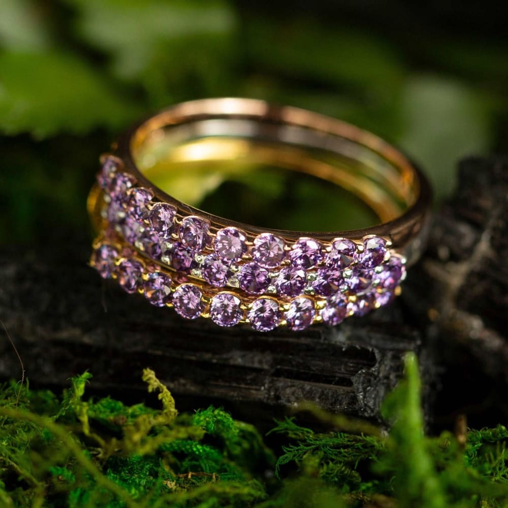 Amethyst Half Eternity Band Rings Handmade Handcrafted