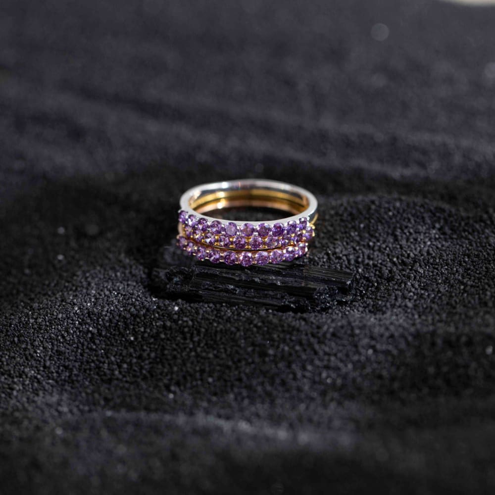 Amethyst Half Eternity Band Rings Handmade Handcrafted