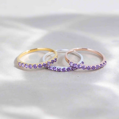 Amethyst Half Eternity Band Rings Handmade Handcrafted