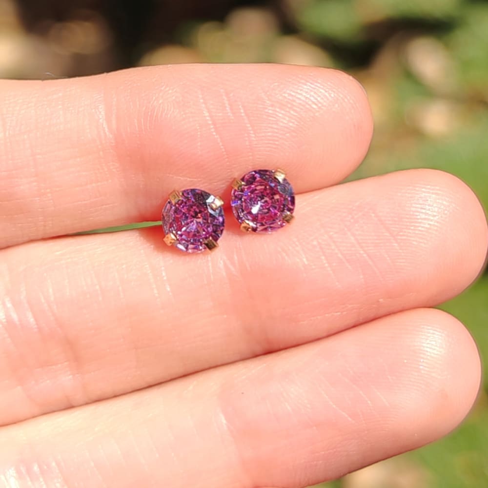 Amethyst Stud Earrings Earrings Handmade Handcrafted