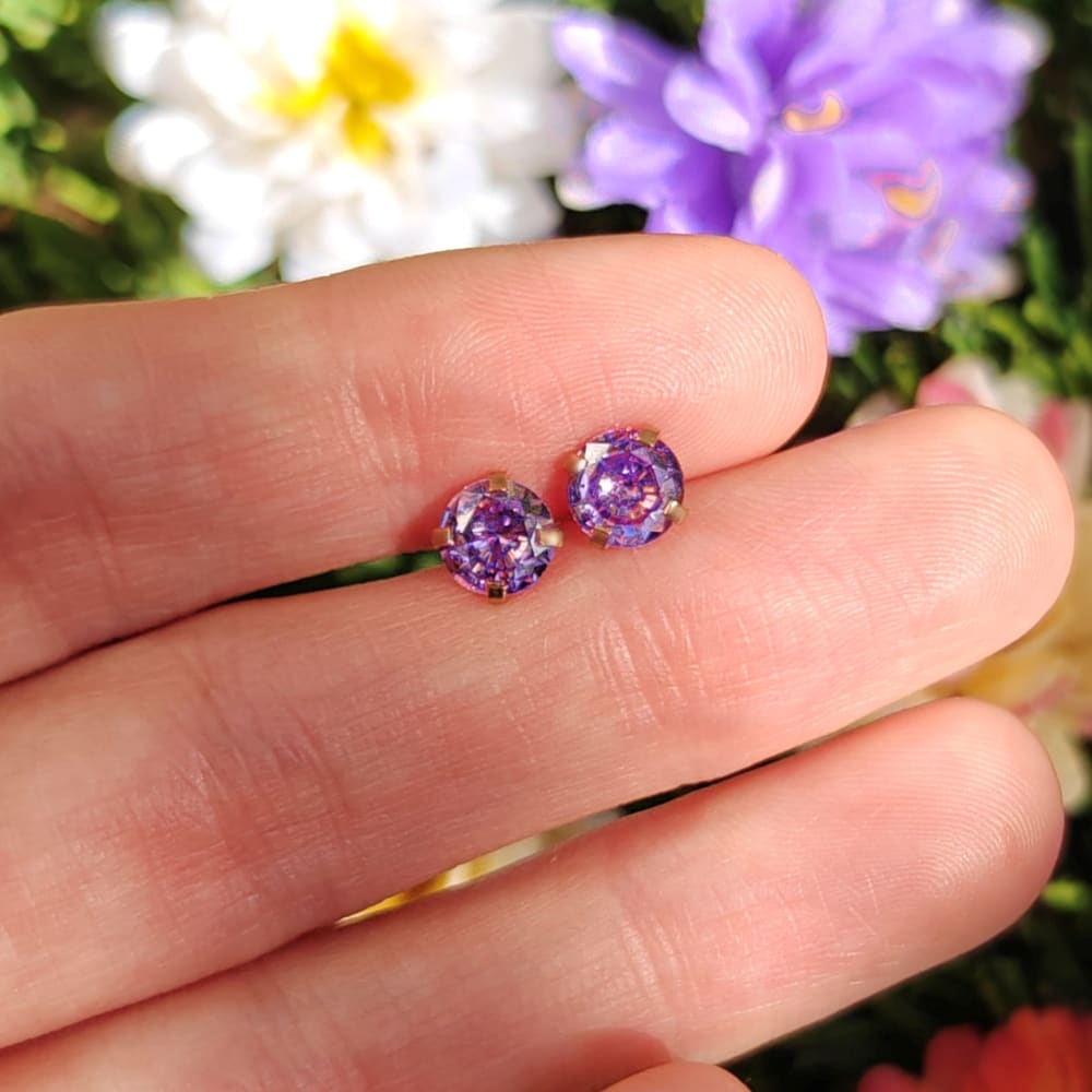 Amethyst Stud Earrings Earrings Handmade Handcrafted