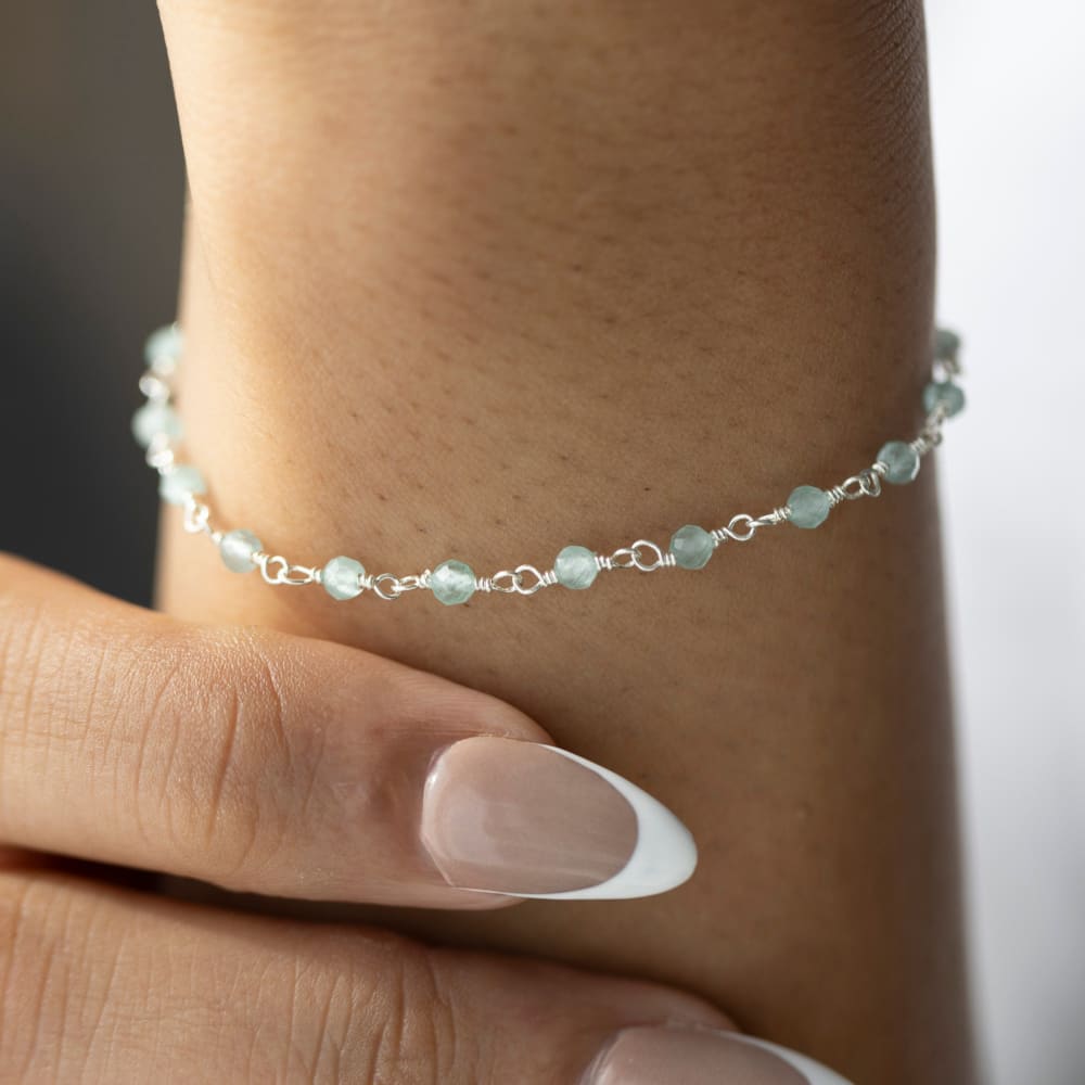 Aquamarine Beaded Bracelet Bracelet Handmade Handcrafted