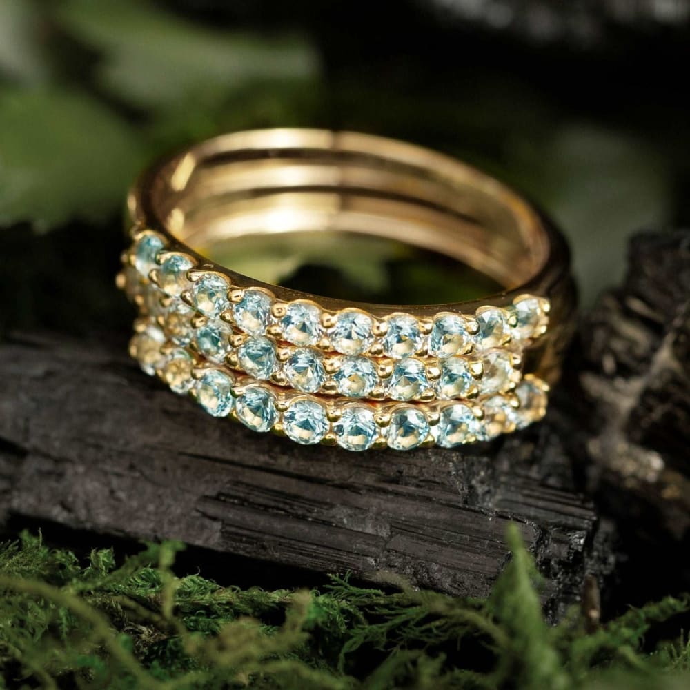 LAST CALL Aquamarine Half Eternity Band in 14K Rose Gold Fill Rings Handmade Handcrafted