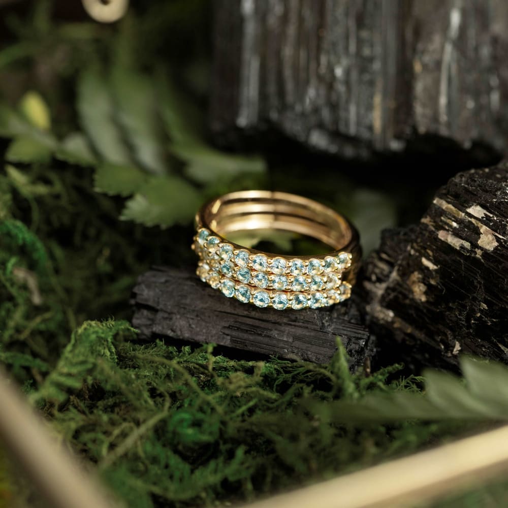 LAST CALL Aquamarine Half Eternity Band in 14K Rose Gold Fill Rings Handmade Handcrafted