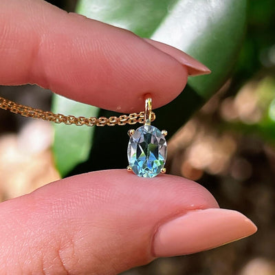 Aquamarine Oval Necklace Necklaces Handmade Handcrafted
