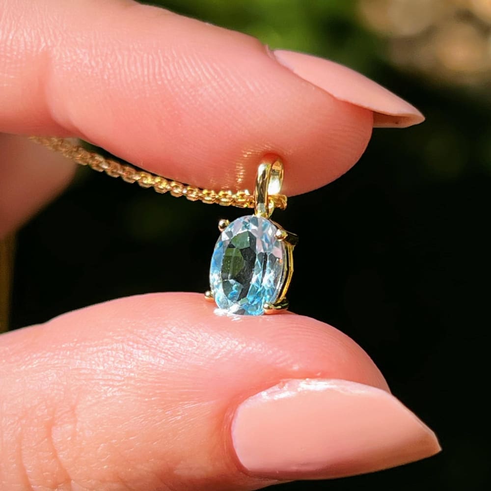 Aquamarine Oval Necklace Necklaces Handmade Handcrafted