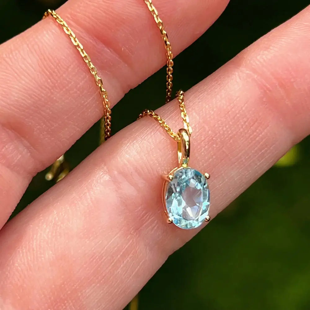 Aquamarine Oval Necklace Necklaces Handmade Handcrafted