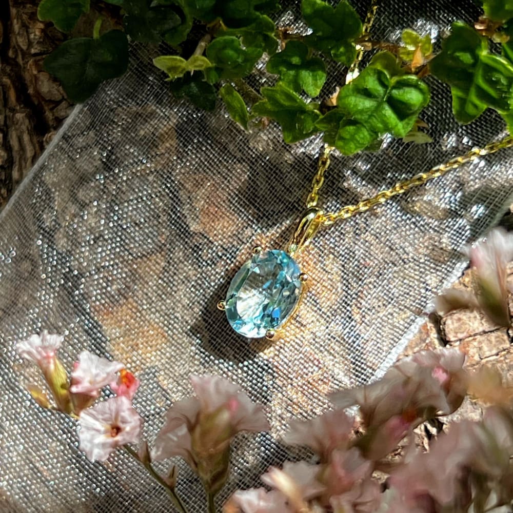 Aquamarine Oval Necklace Necklaces Handmade Handcrafted