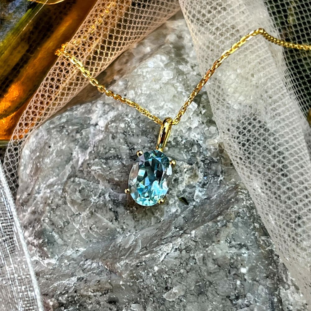 Aquamarine Oval Necklace Necklaces Handmade Handcrafted