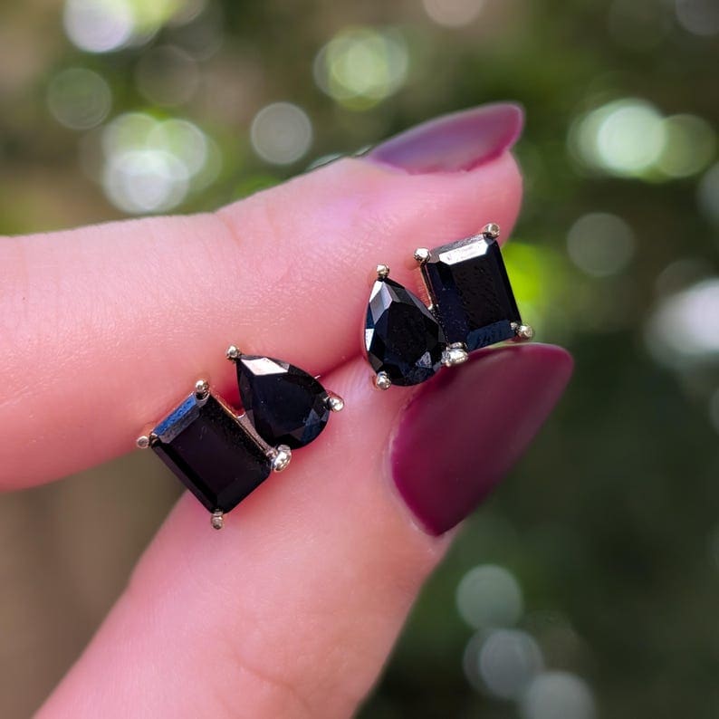 The Aurora - Toi et Moi Onyx Earrings Earrings Handmade Handcrafted