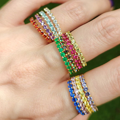 Birthstone Half Eternity Band Rings Handmade Handcrafted