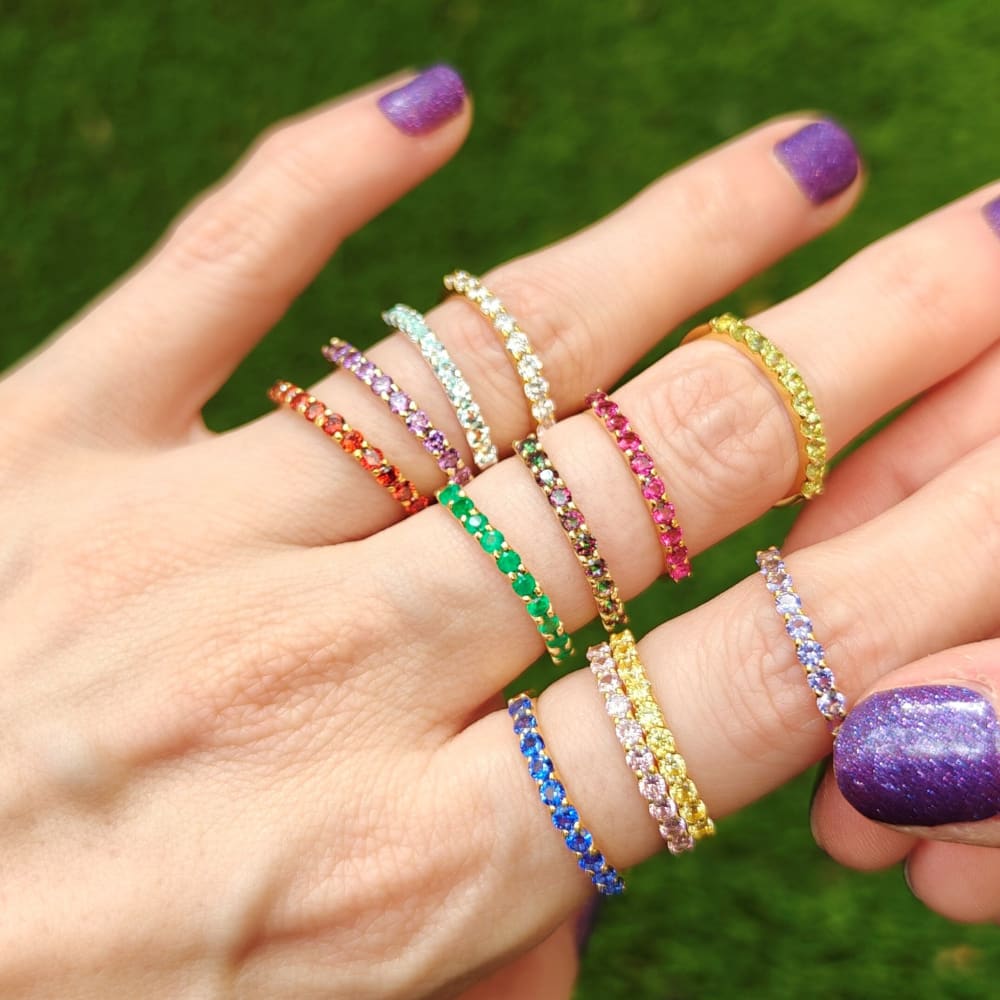 Birthstone Half Eternity Band Rings Handmade Handcrafted