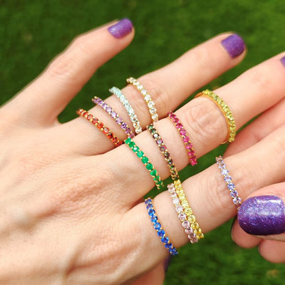 Birthstone Half Eternity Band Rings Handmade Handcrafted