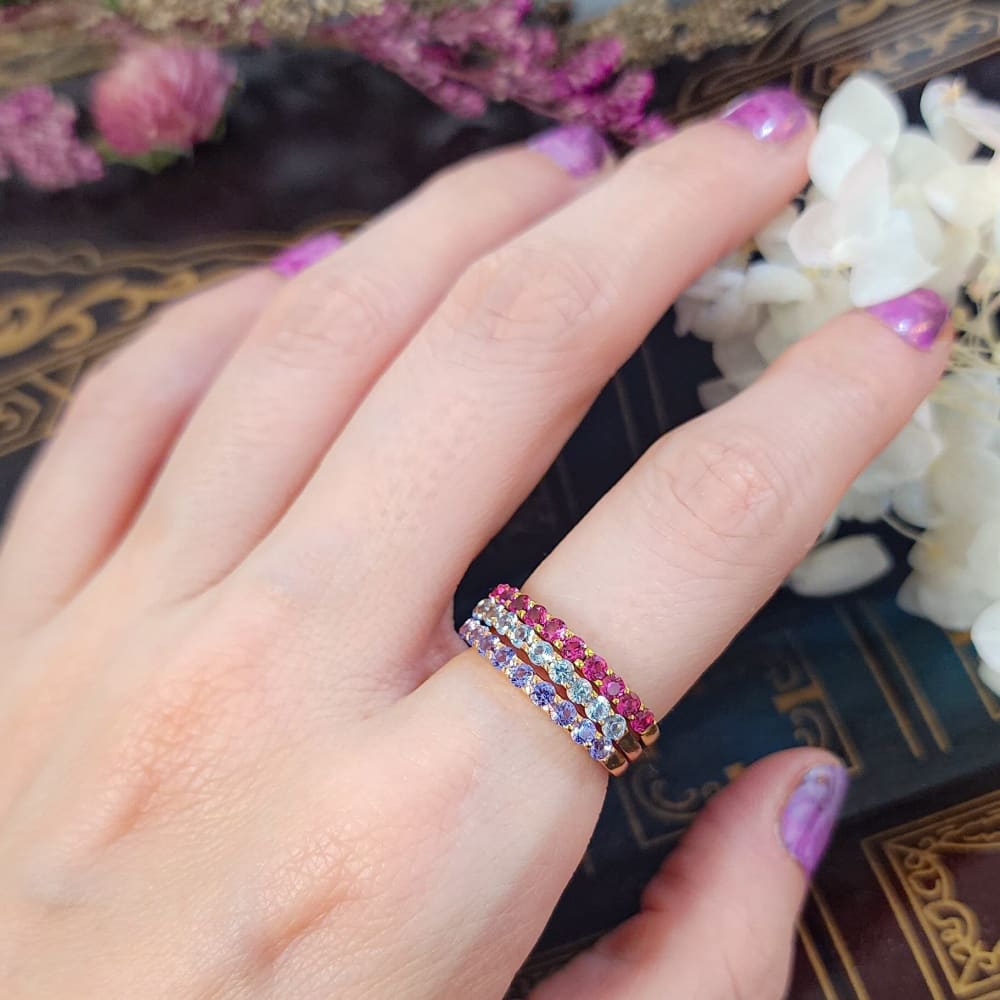Birthstone Half Eternity Band Rings Handmade Handcrafted
