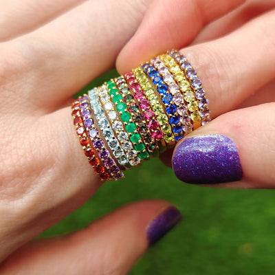 Birthstone Half Eternity Band Rings Handmade Handcrafted