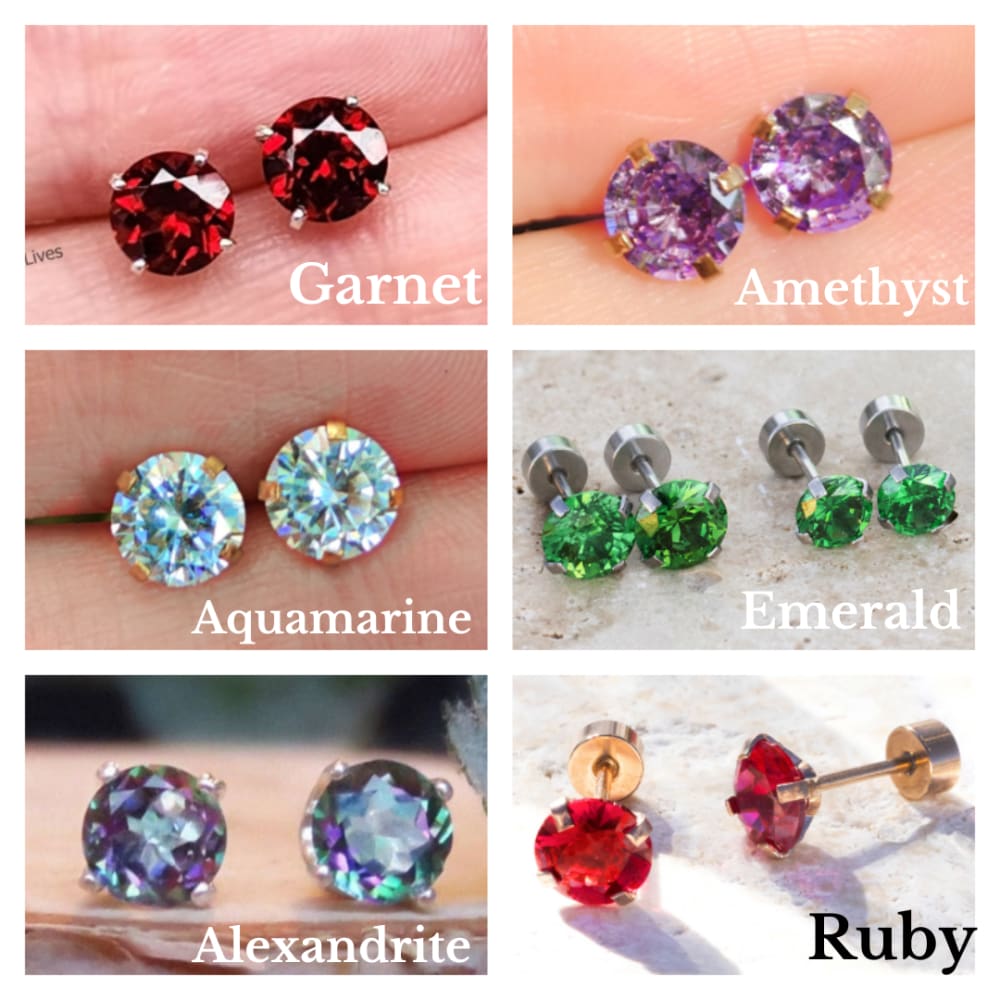 Birthstone Stud Earrings Earrings Handmade Handcrafted