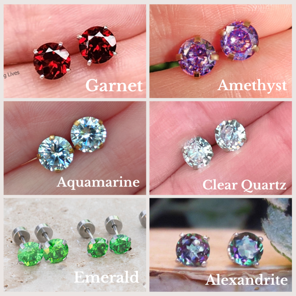 Birthstone Stud Earrings Earrings Handmade Handcrafted
