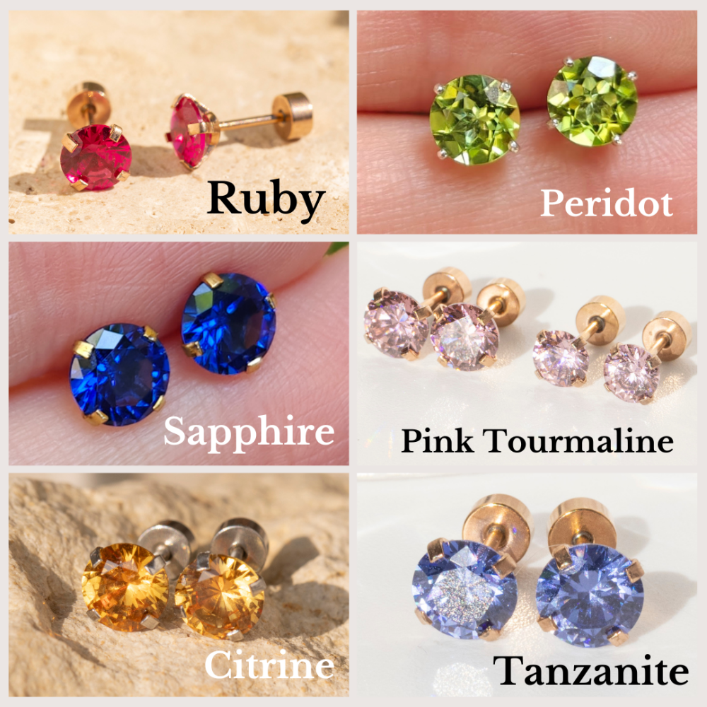 Birthstone Stud Earrings Earrings Handmade Handcrafted