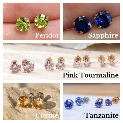 Birthstone Stud Earrings Earrings Handmade Handcrafted