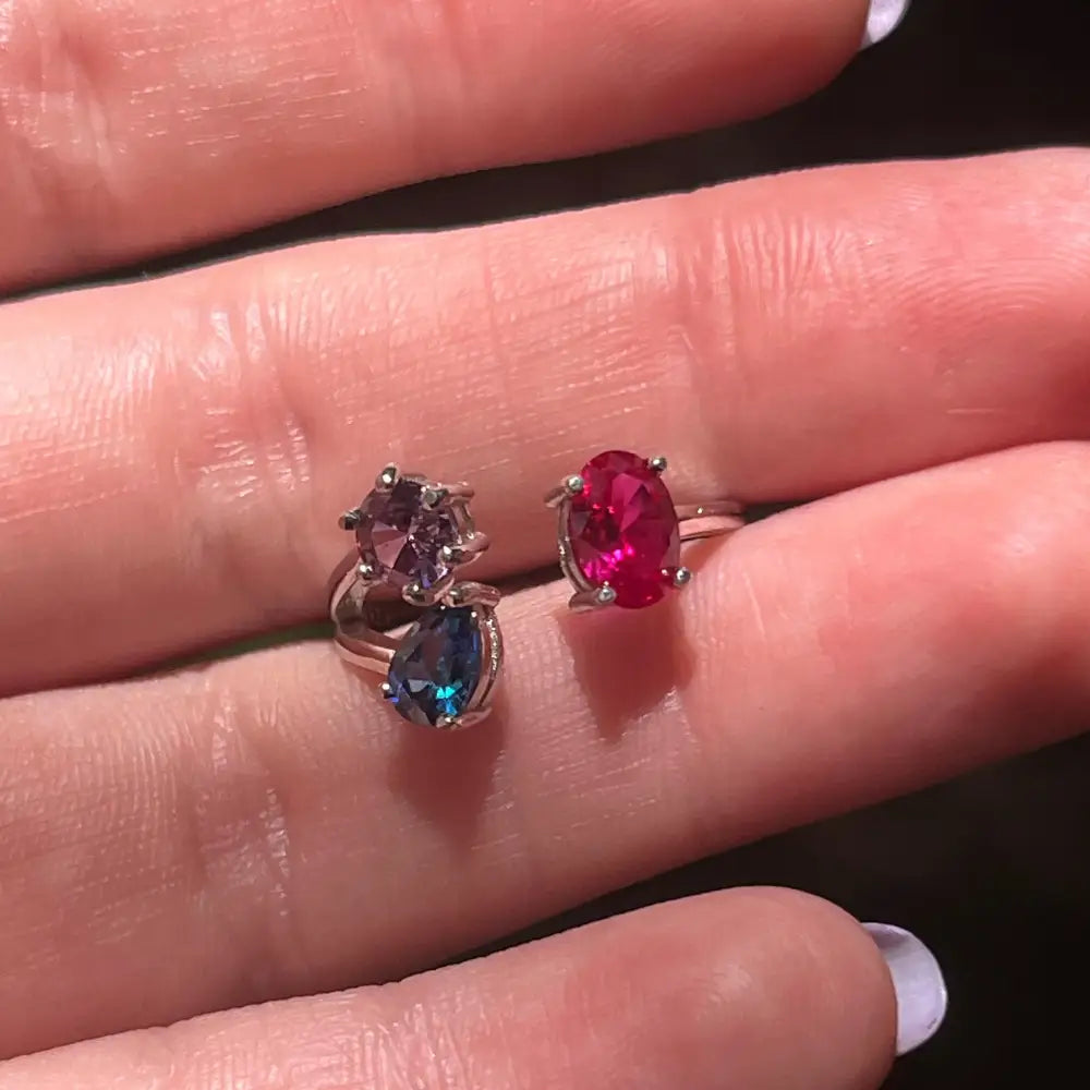 3 Stone Ring - Bisexual Flag Rings Handmade Handcrafted