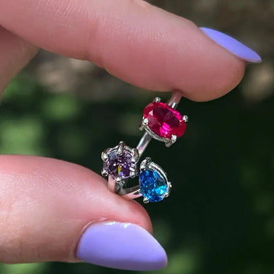 3 Stone Ring Bisexual Flag Rings Handmade Handcrafted