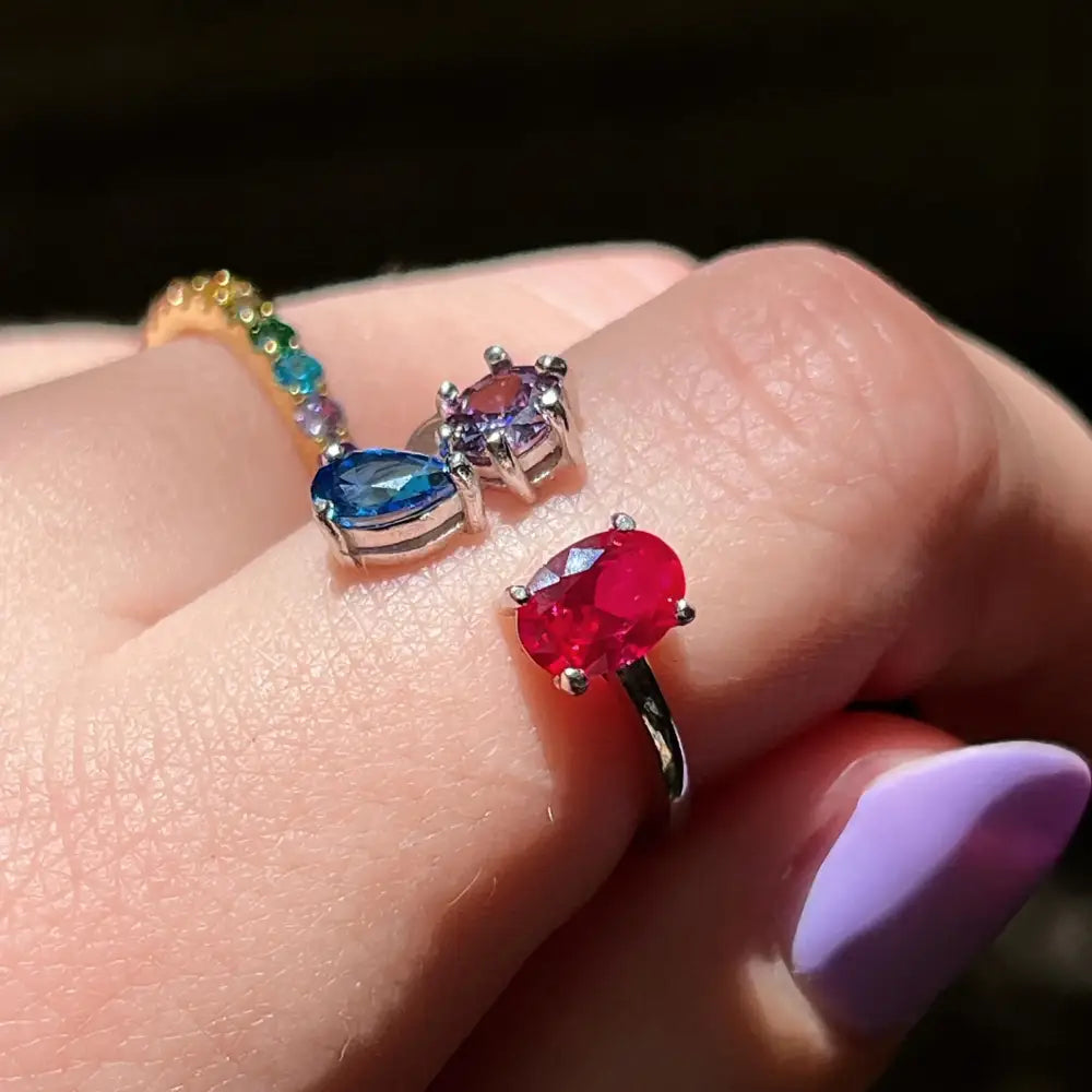 3 Stone Ring - Bisexual Flag Rings Handmade Handcrafted