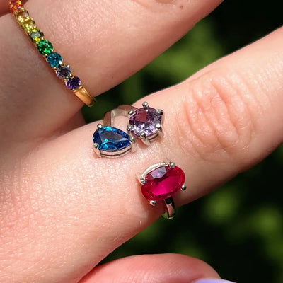 3 Stone Ring Bisexual Flag Rings Handmade Handcrafted