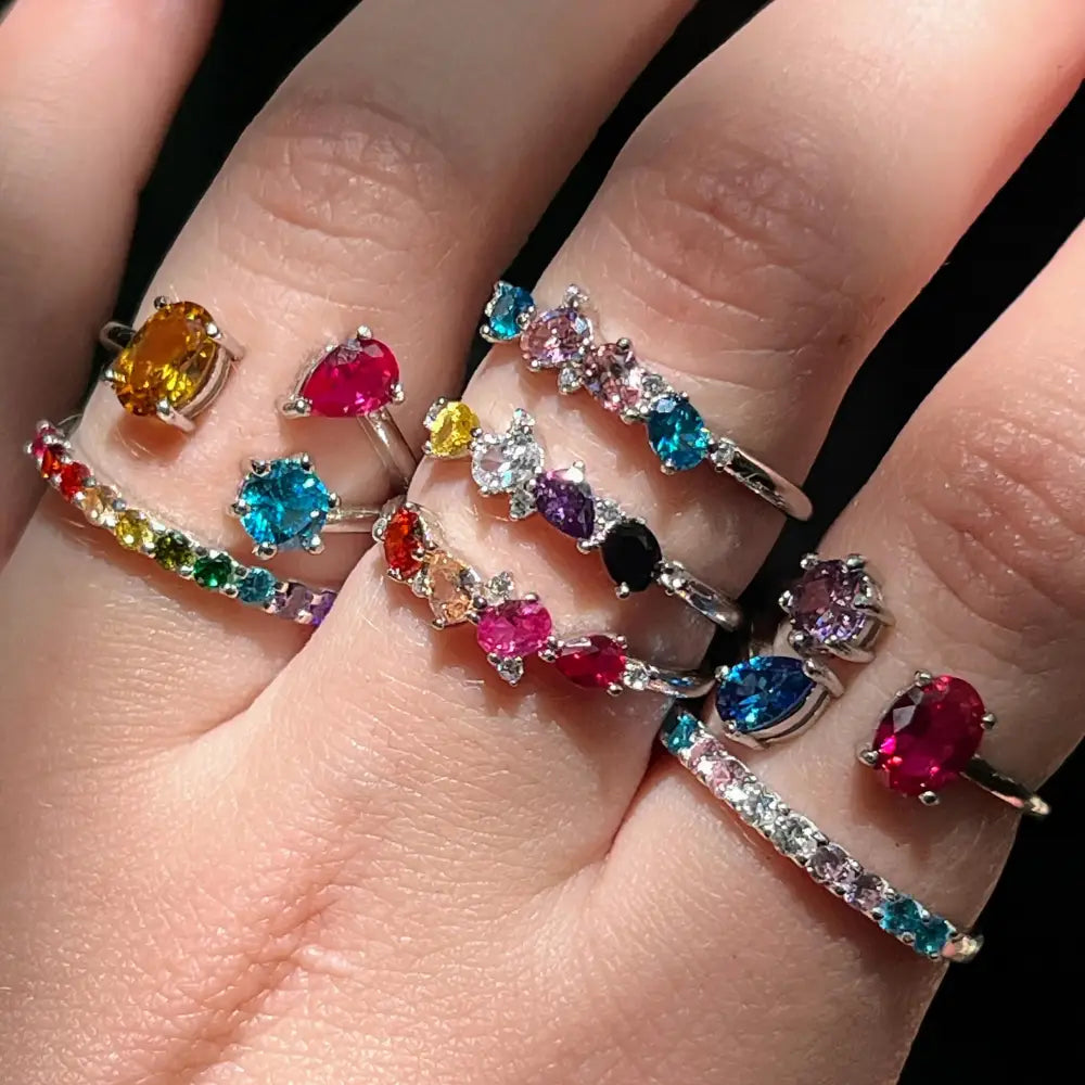 3 Stone Ring - Bisexual Flag Rings Handmade Handcrafted