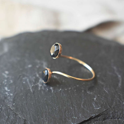 Black Onyx and Onyx Double Stone Ring (small) Rings Handmade Handcrafted