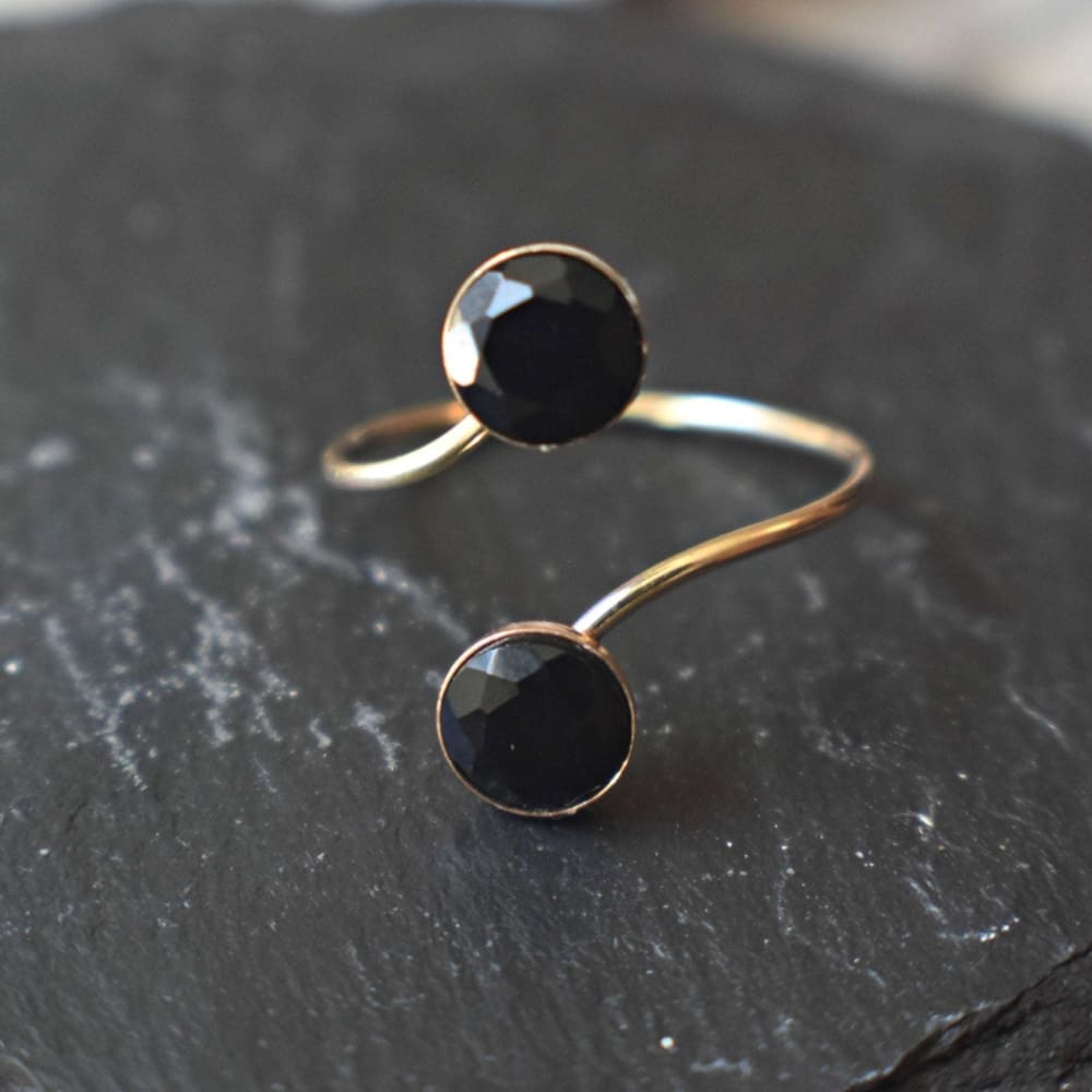 Black Onyx and Onyx Double Stone Ring (small) Rings Handmade Handcrafted