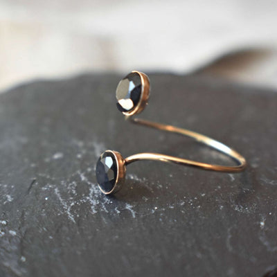 Black Onyx and Onyx Double Stone Ring (small) Rings Handmade Handcrafted