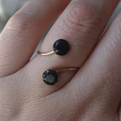 Black Onyx and Onyx Double Stone Ring (small) Rings Handmade Handcrafted