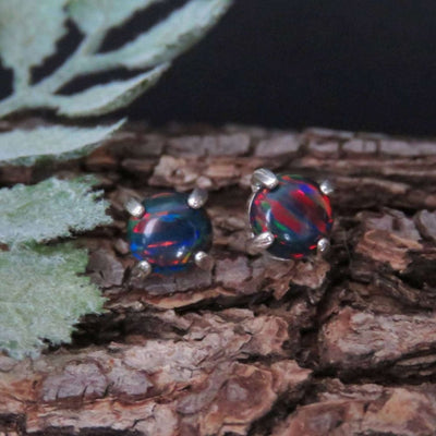 Black Opal Stud Earrings Earrings Handmade Handcrafted