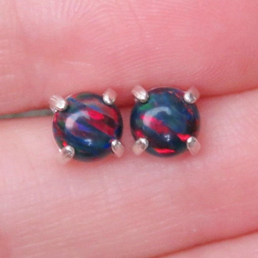 Black Opal Stud Earrings Earrings Handmade Handcrafted