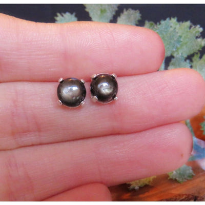 Black Star Sapphire Stud Earrings Earrings Handmade JSL Made in USA