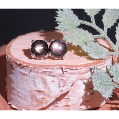 Black Star Sapphire Stud Earrings Earrings Handmade JSL Made in USA