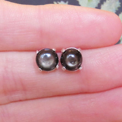 Black Star Sapphire Stud Earrings Earrings Handmade JSL Made in USA