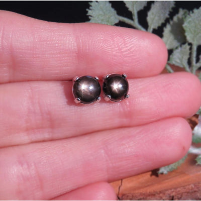 Black Star Sapphire Stud Earrings Earrings Handmade JSL Made in USA