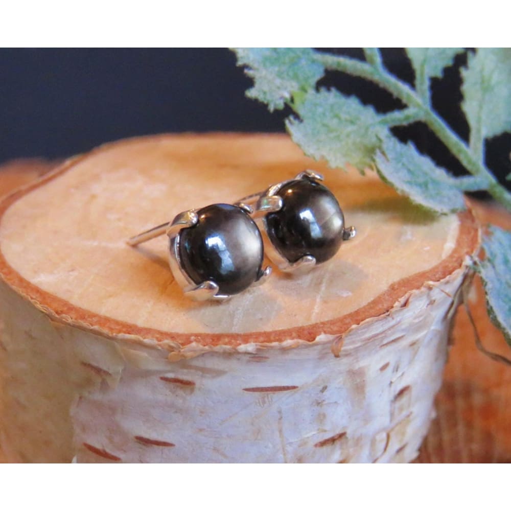 Black Star Sapphire Stud Earrings Earrings Handmade JSL Made in USA