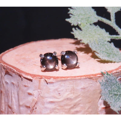 Black Star Sapphire Stud Earrings Earrings Handmade JSL Made in USA