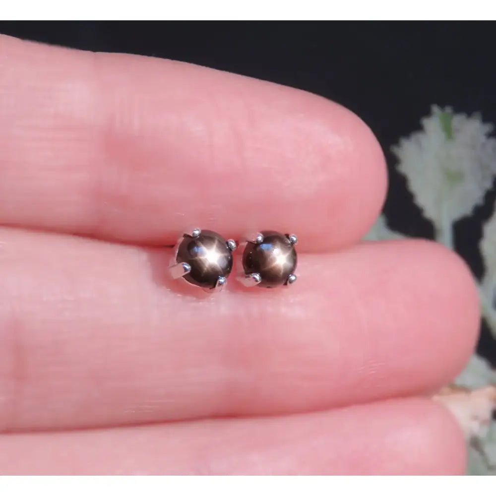 Black Star Sapphire Stud Earrings Earrings Handmade Handcrafted