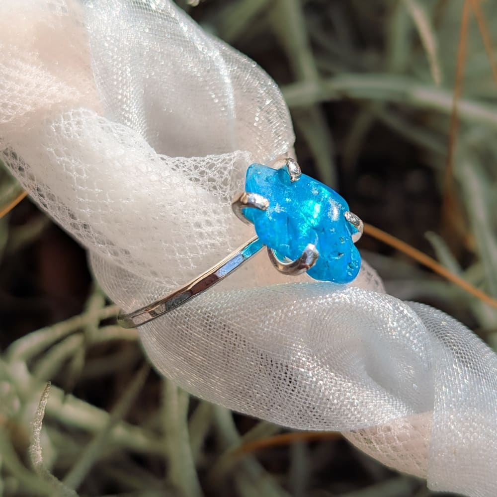 Blue Raw Australian Opal Ring Rings Handmade Handcrafted