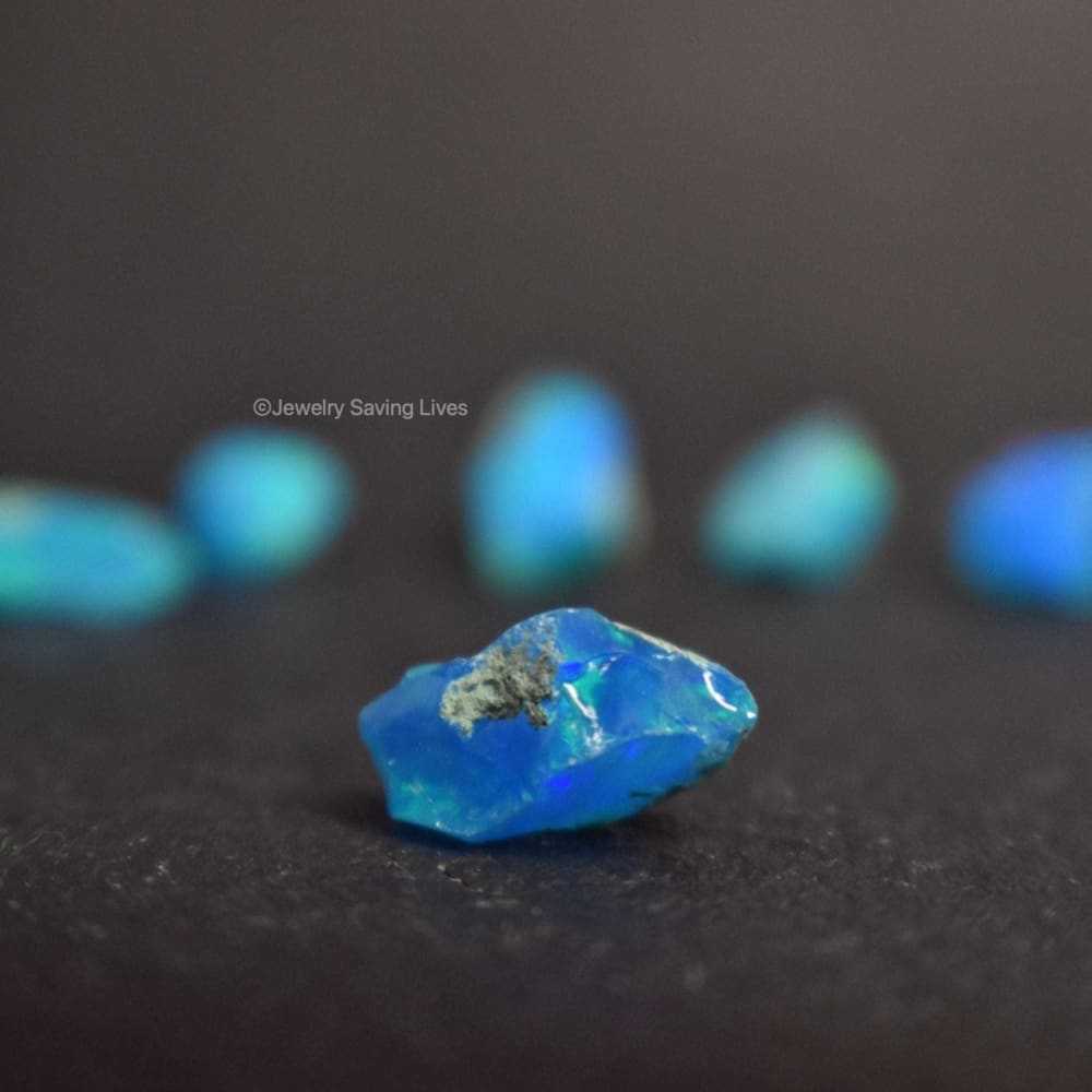 Blue Raw Australian Opal Ring Rings Handmade Handcrafted