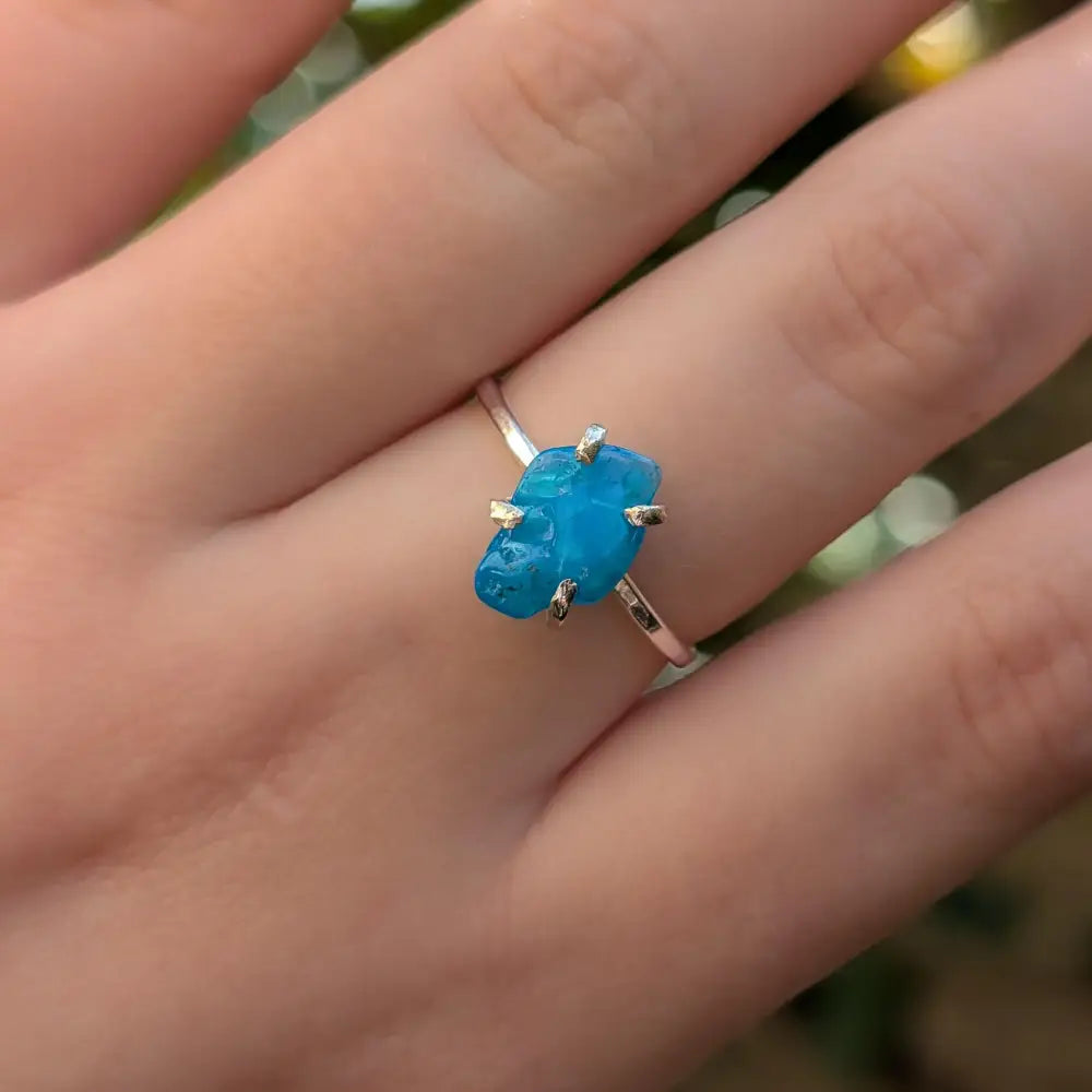 Blue Raw Australian Opal Ring Rings Handmade Handcrafted