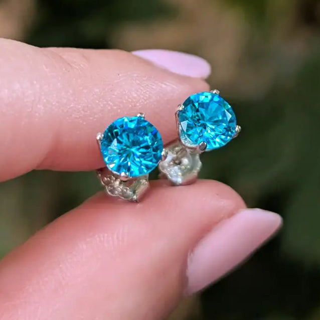 Blue Topaz Stud Earrings Earrings Handmade Handcrafted