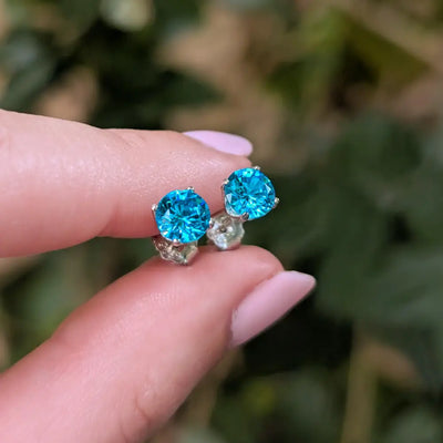 Blue Topaz Stud Earrings Earrings Handmade Handcrafted