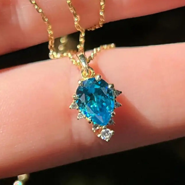 Celestial Drop - Blue Topaz Necklace Necklaces Handmade Handcrafted