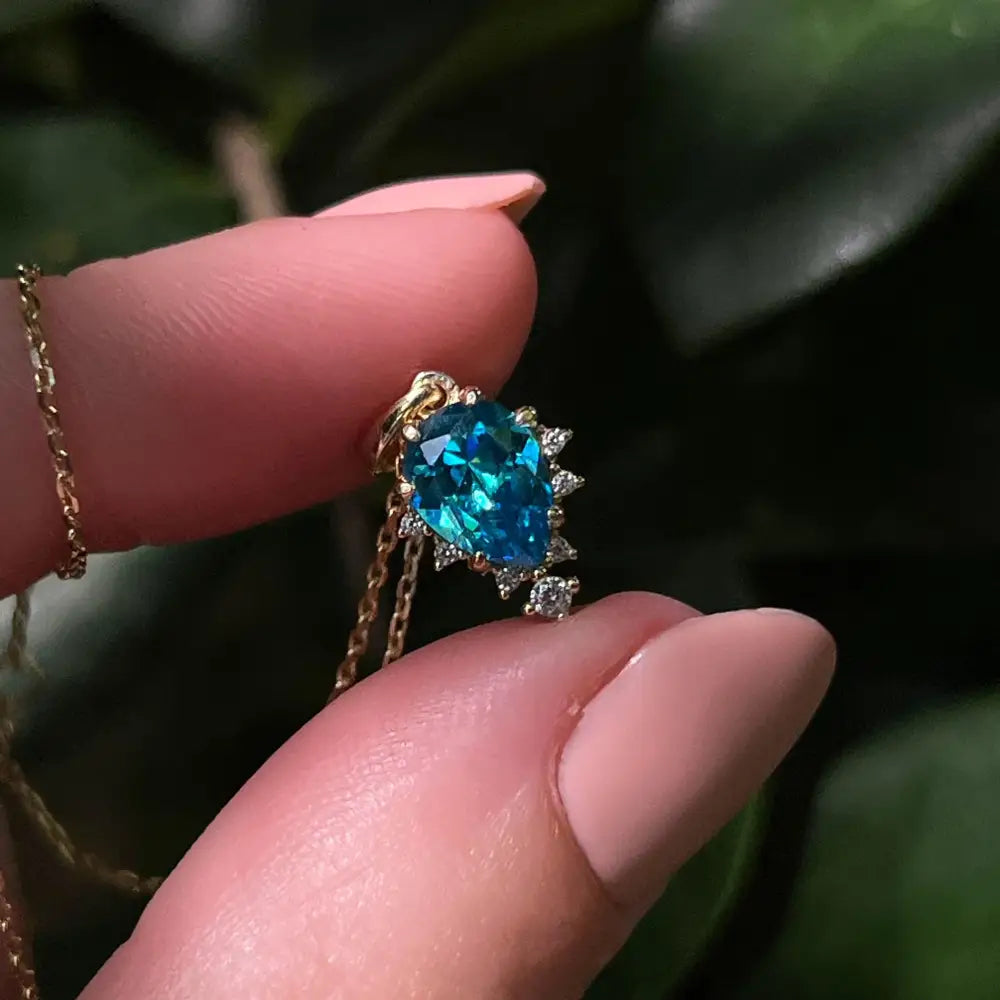 Celestial Drop - Blue Topaz Upside-Down Teardrop Necklace Necklaces Handmade Handcrafted