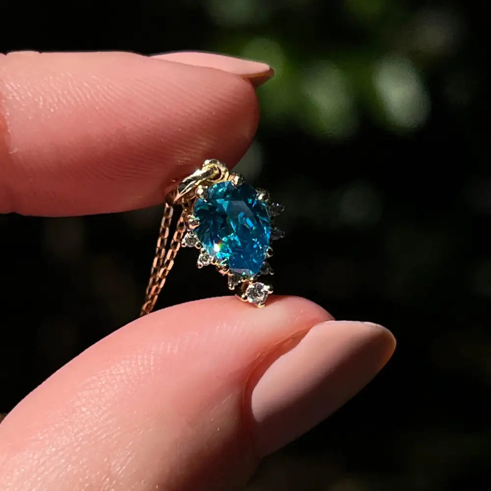Celestial Drop - Blue Topaz Upside-Down Teardrop Necklace Necklaces Handmade Handcrafted