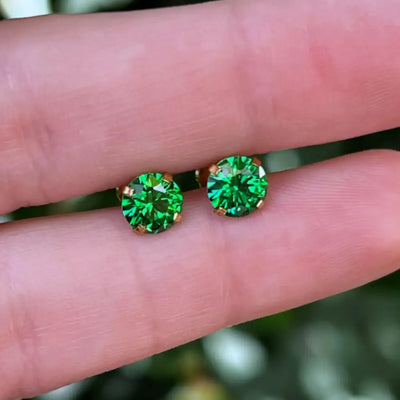 Brilliant Emerald Stud Earrings Earrings Handmade Handcrafted